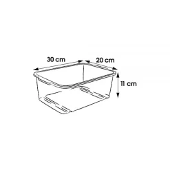 Bac de rangement solide Transparent 4,5 litres - Gris