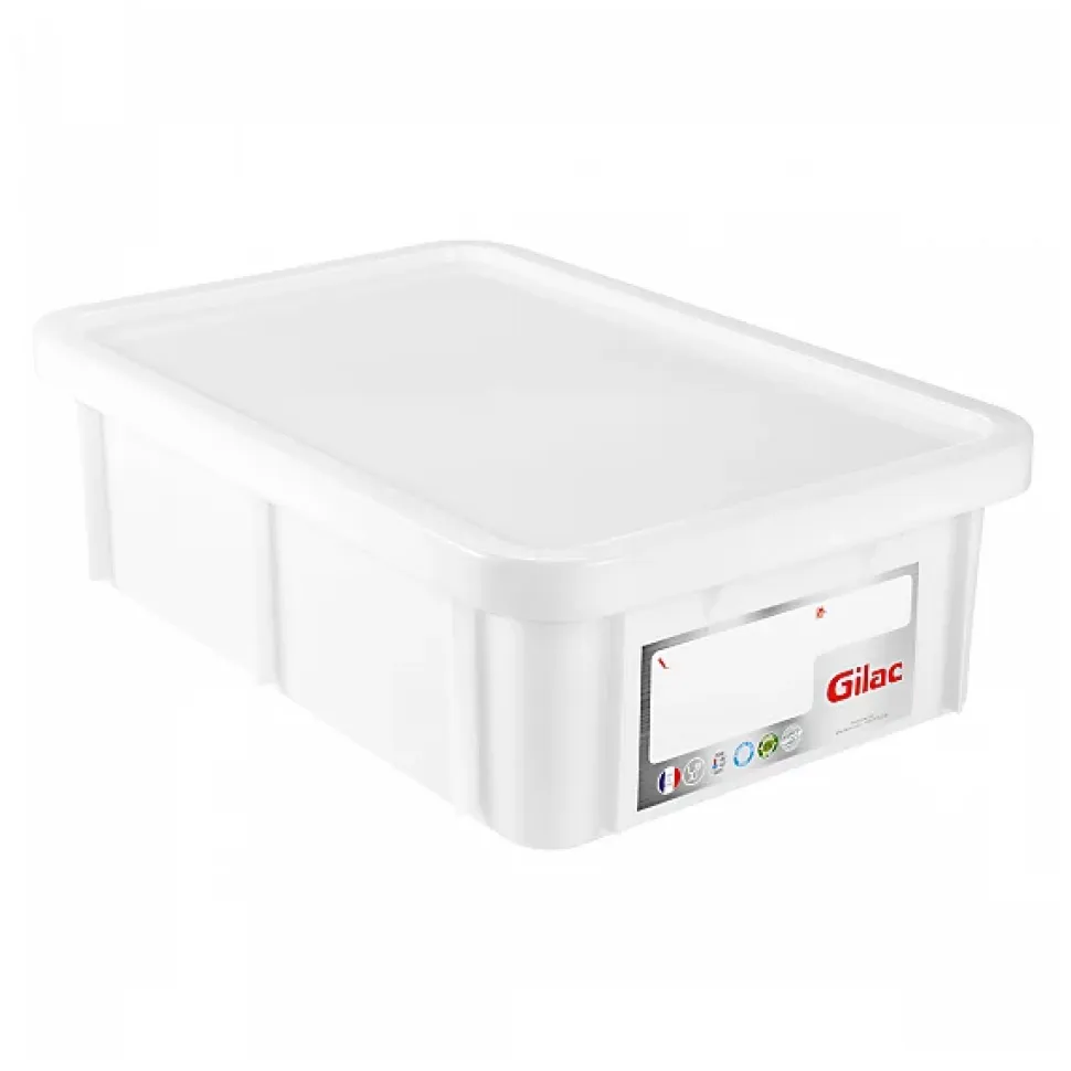 Bac HACCP 25 L rectangulaire + couvercle - blanc