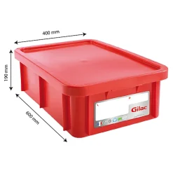 Bac HACCP 25 L rectangulaire + couvercle - rouge