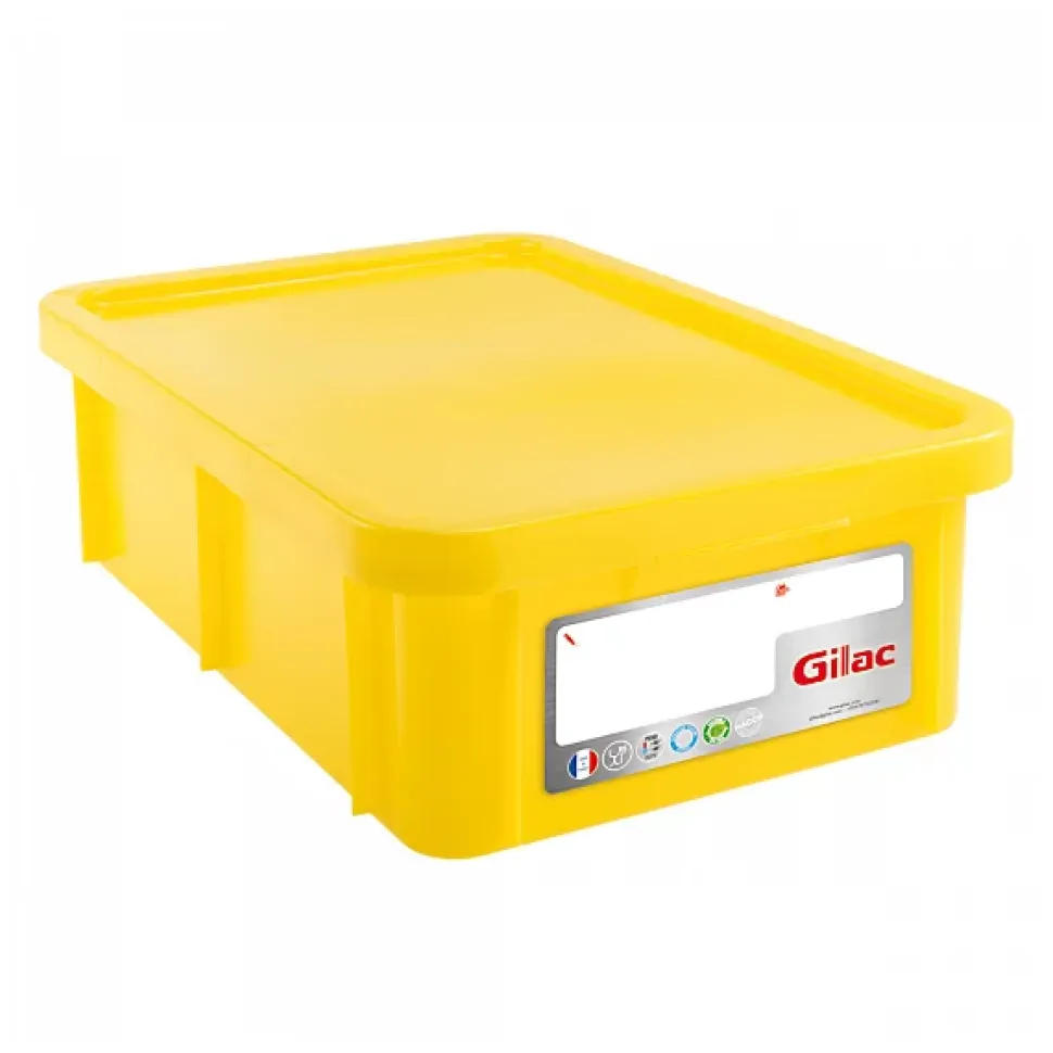 Bac HACCP 25 L rectangulaire + couvercle - jaune