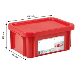 Bac HACCP 12 L rectangulaire + couvercle - rouge