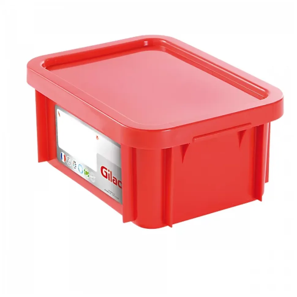 Bac HACCP 12 L rectangulaire + couvercle - rouge