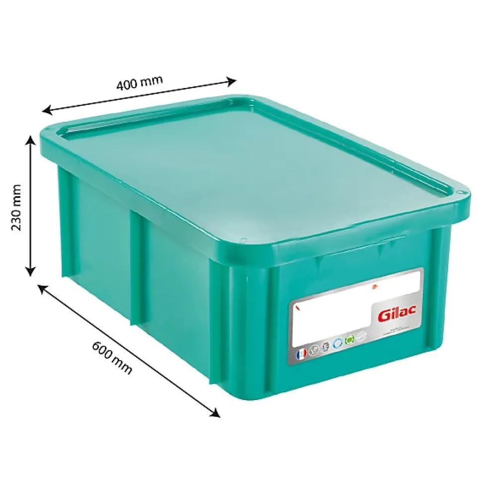 Bac HACCP 35 L rectangulaire + couvercle - vert
