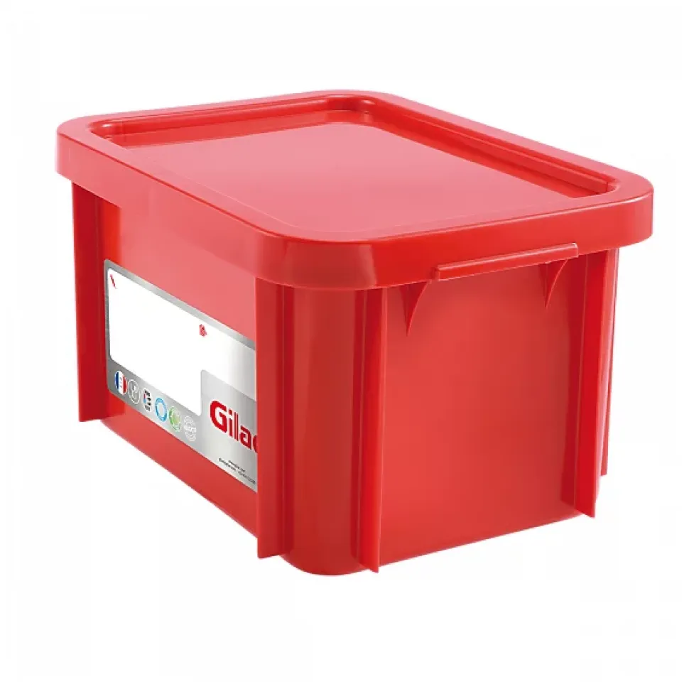 Bac HACCP 15 L rectangulaire + couvercle - rouge