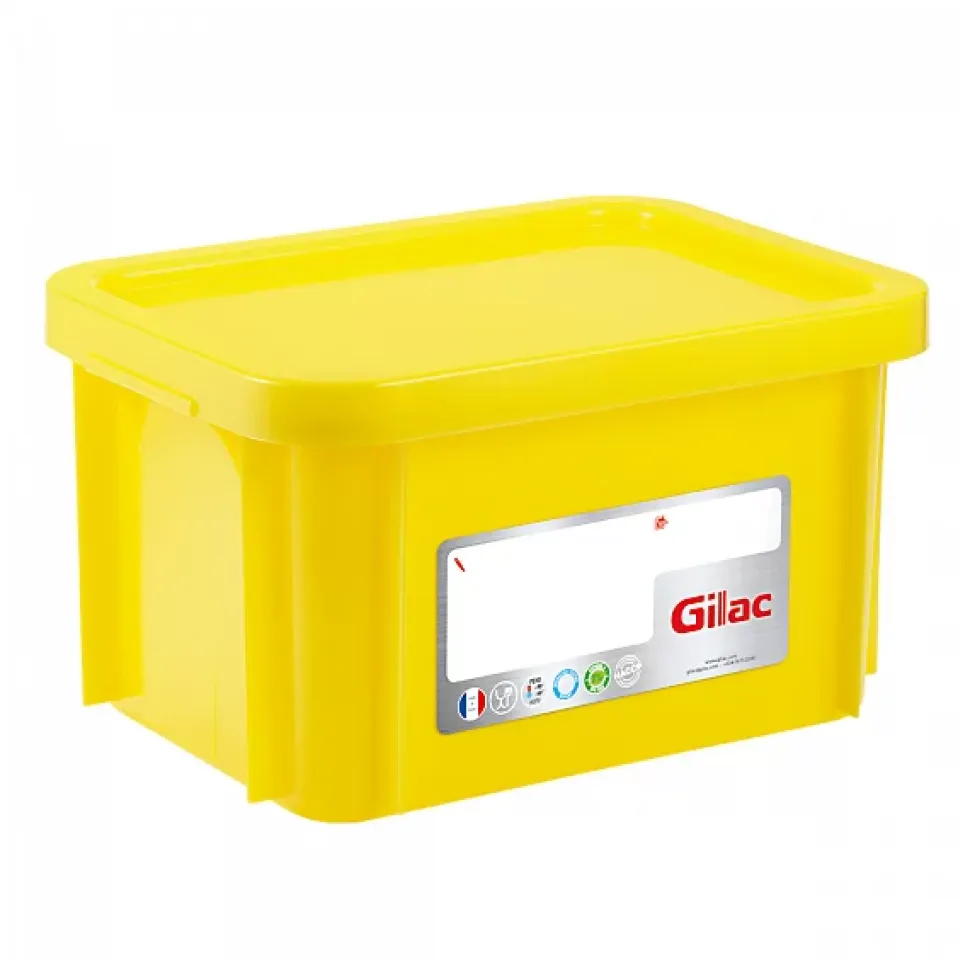 Bac HACCP 15 L rectangulaire + couvercle - jaune