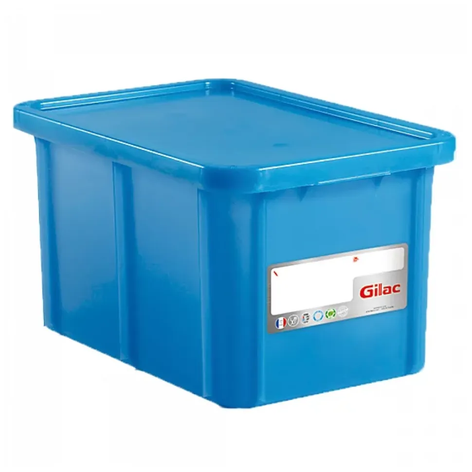 Bac HACCP 55 L rectangulaire + couvercle - bleu