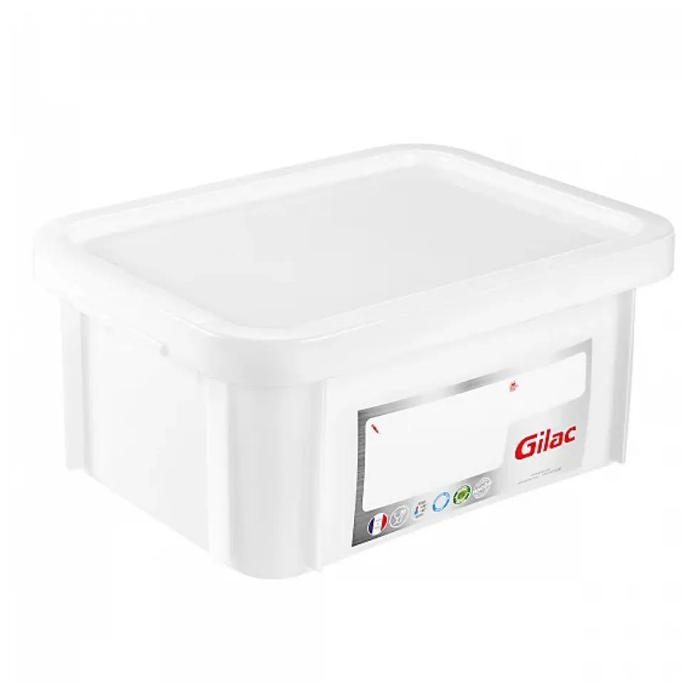 Bac HACCP 12 L rectangulaire + couvercle - blanc