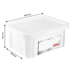 Bac HACCP 12 L rectangulaire + couvercle - blanc