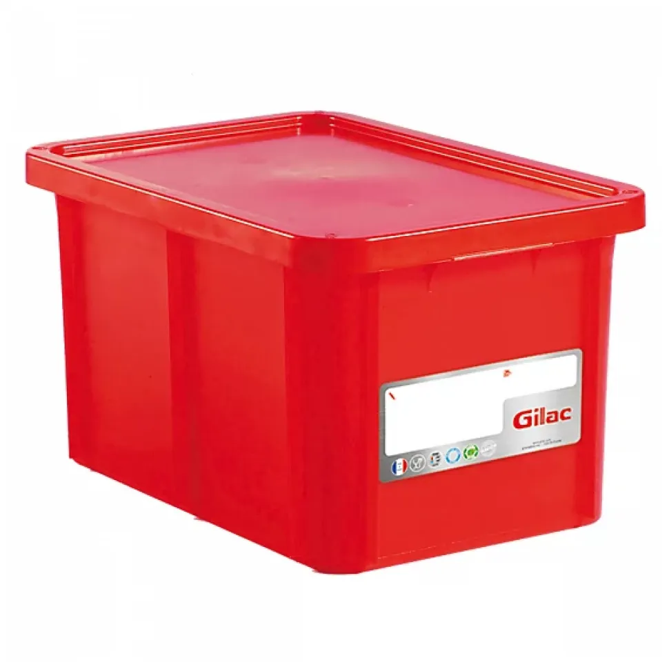 Bac HACCP 55 L rectangulaire + couvercle - rouge