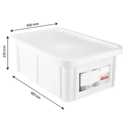 Bac HACCP 35 L rectangulaire + couvercle - blanc