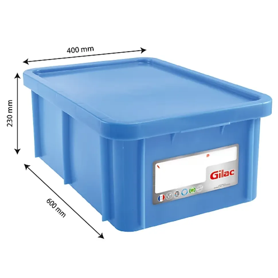 Bac HACCP 35 L rectangulaire + couvercle - bleu