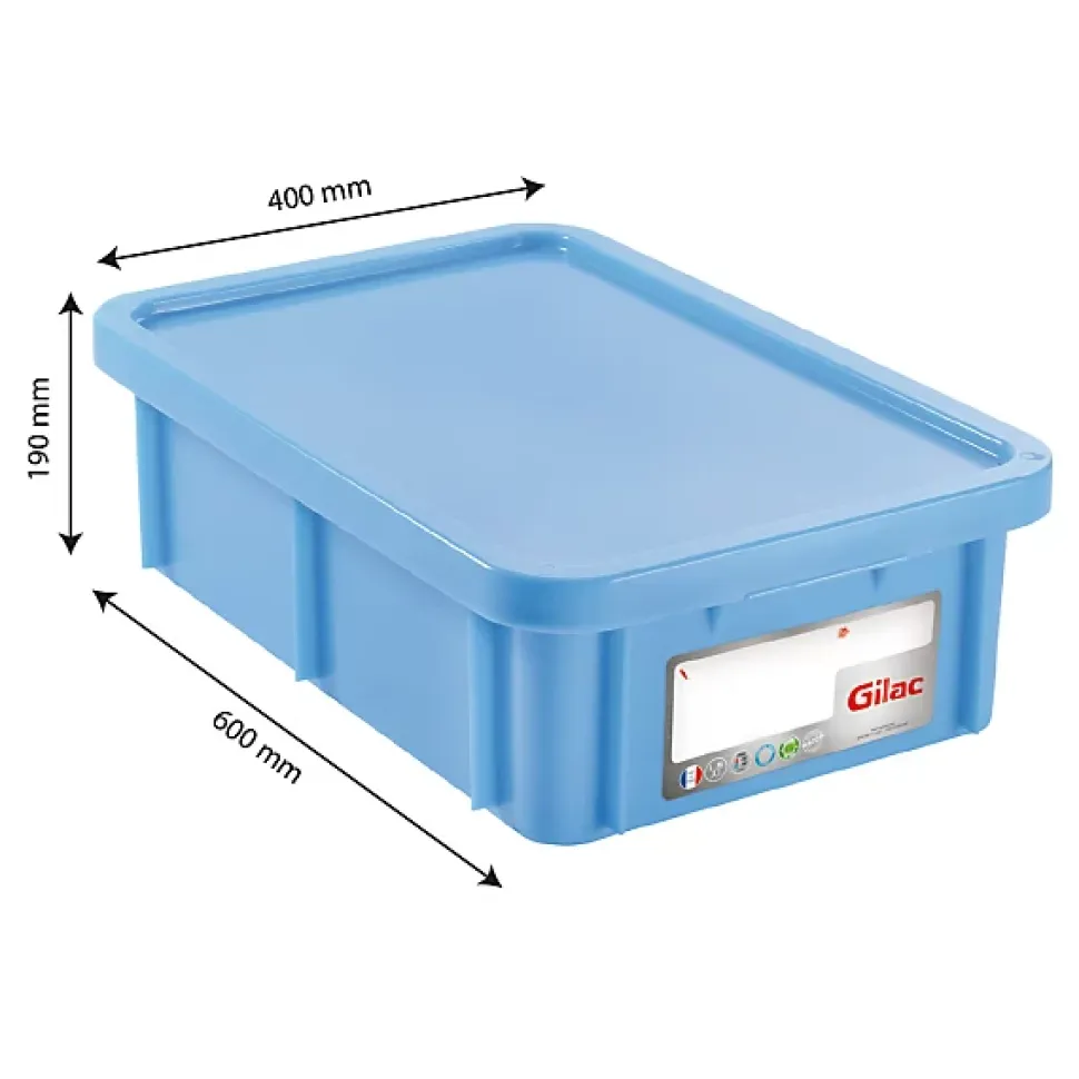 Bac HACCP 25 L rectangulaire + couvercle - bleu