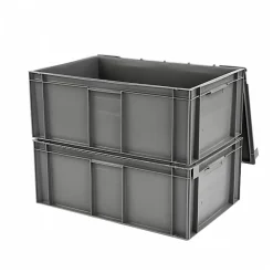 Bac plein 600 x 400 x 246 mm 45 L + couvercle solidaire - gris