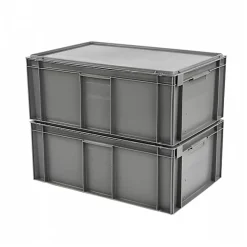 Bac plein 600 x 400 x 246 mm 45 L + couvercle solidaire - gris