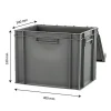Bac plein 400 x 300 x 330 mm 30 L + couvercle solidaire - gris
