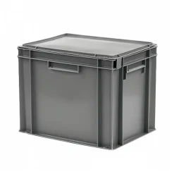 Bac plein 400 x 300 x 330 mm 30 L + couvercle solidaire - gris