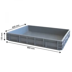 Bac renforcé empilable 800 x 600 x 130 mm - 45 L - gris