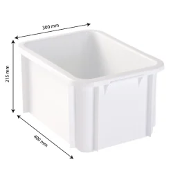 Bac renforcé rectangulaire 400x300x215 15 L blanc