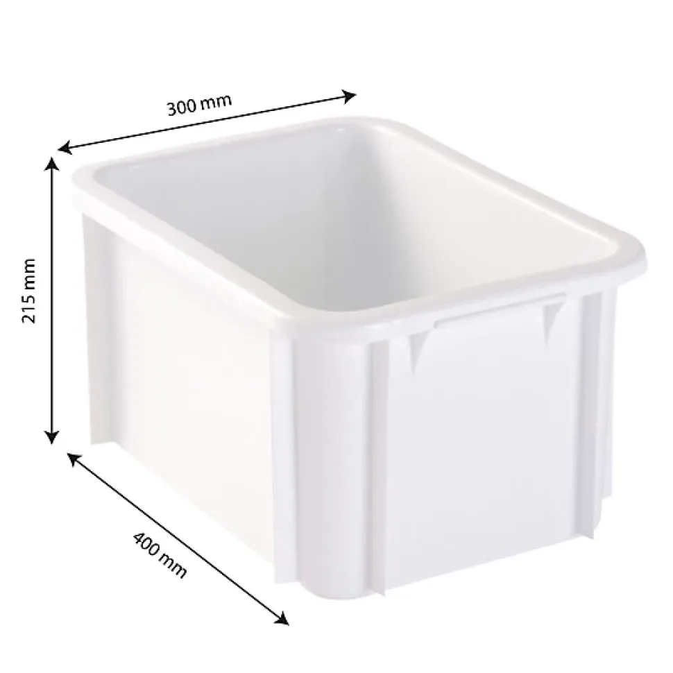 Bac renforcé rectangulaire 400x300x215 15 L blanc