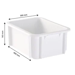 Bac renforcé rectangulaire 400x300x165 12 L blanc