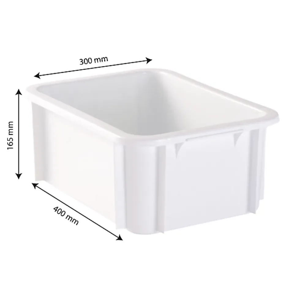 Bac renforcé rectangulaire 400x300x165 12 L blanc