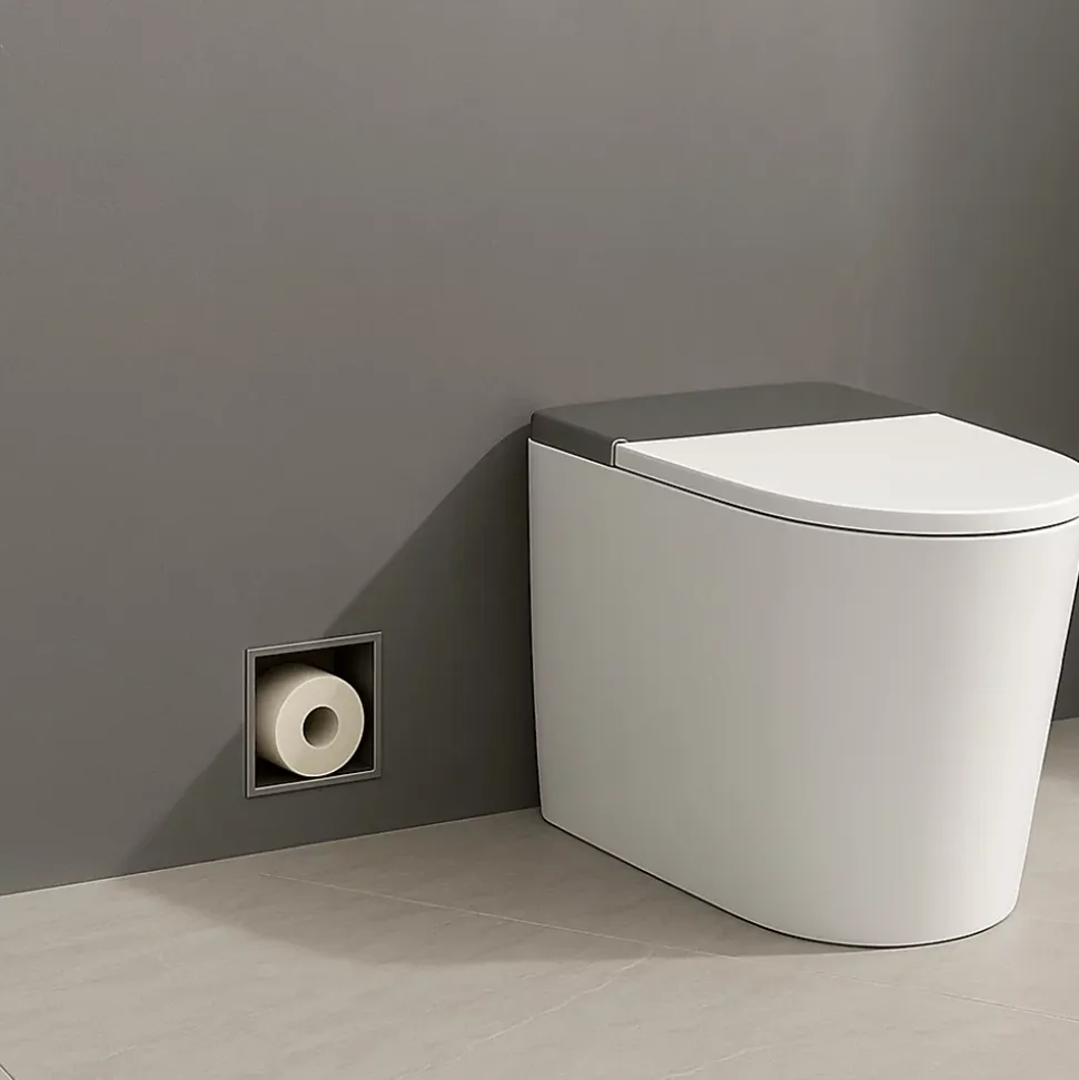 BALNEO - range-papier toilette mural encastré WALL-BOX PAPER 3 Gun Metal gris - compartiment de salle de bain intégré dans le mur