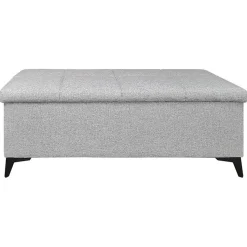 Banc - Bout de lit avec coffre de rangement tissu gris chiné - AISHA