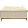 Banc - Bout de lit avec coffre de rangement tissu doux écru - SKY