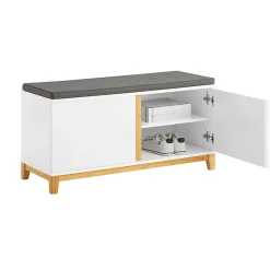 Banc à Chaussure Meuble d'Entrée avec Siège Rembourré et 2 Portes , FSR117-W, SoBuy