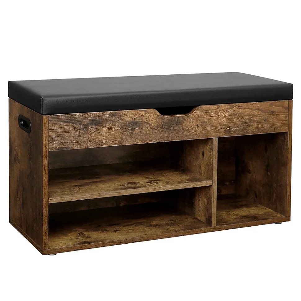 Banc à Chaussures 3 compartiments et 1 Coffre - L80 cm