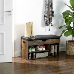 Banc à Chaussures 3 compartiments et 1 Coffre - L80 cm