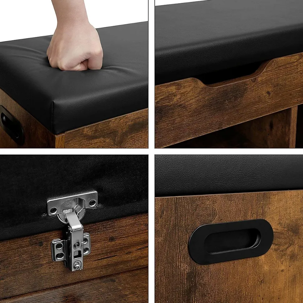 Banc à Chaussures 3 compartiments et 1 Coffre - L80 cm