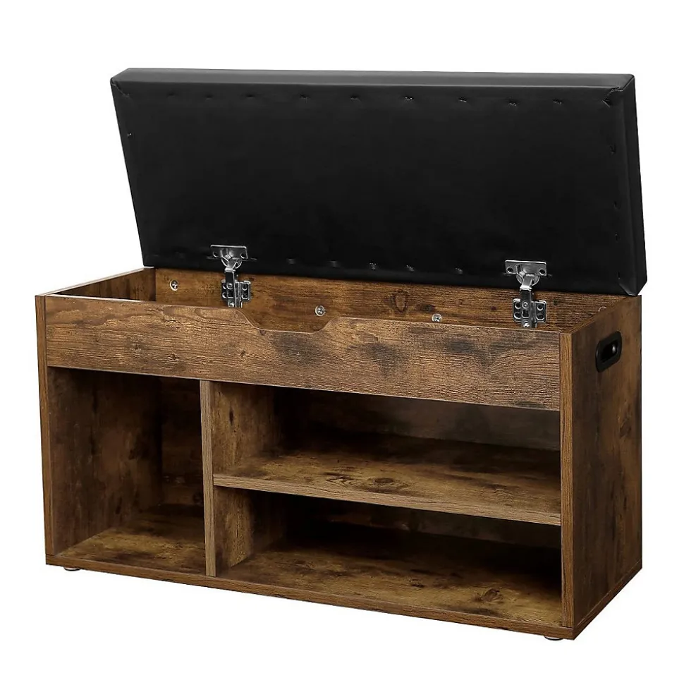 Banc à Chaussures 3 compartiments et 1 Coffre - L80 cm