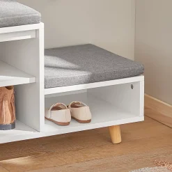 Banc à Chaussures 2 Coussin, 1 Porte Coulissante et 3 Compartiments, FSR125-WN, SoBuy