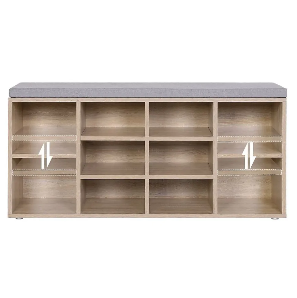 Banc à Chaussures 10 Niches Décor Bois - L104 cm