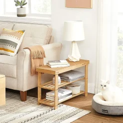 Banc à Chaussures 3 Niveaux en Bambou Naturel - L70 cm