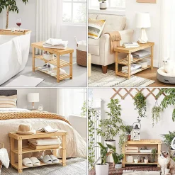Banc à Chaussures 3 Niveaux en Bambou Naturel - L70 cm
