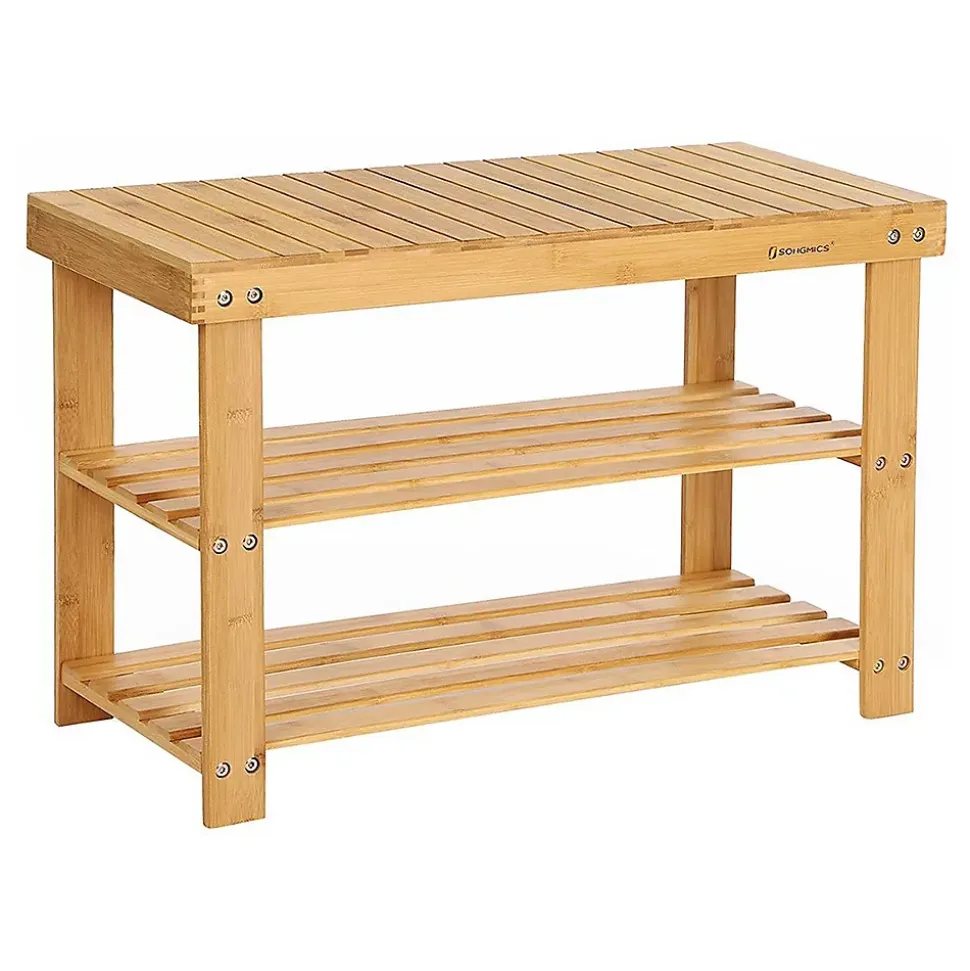 Banc à Chaussures 3 Niveaux en Bambou Naturel - L70 cm