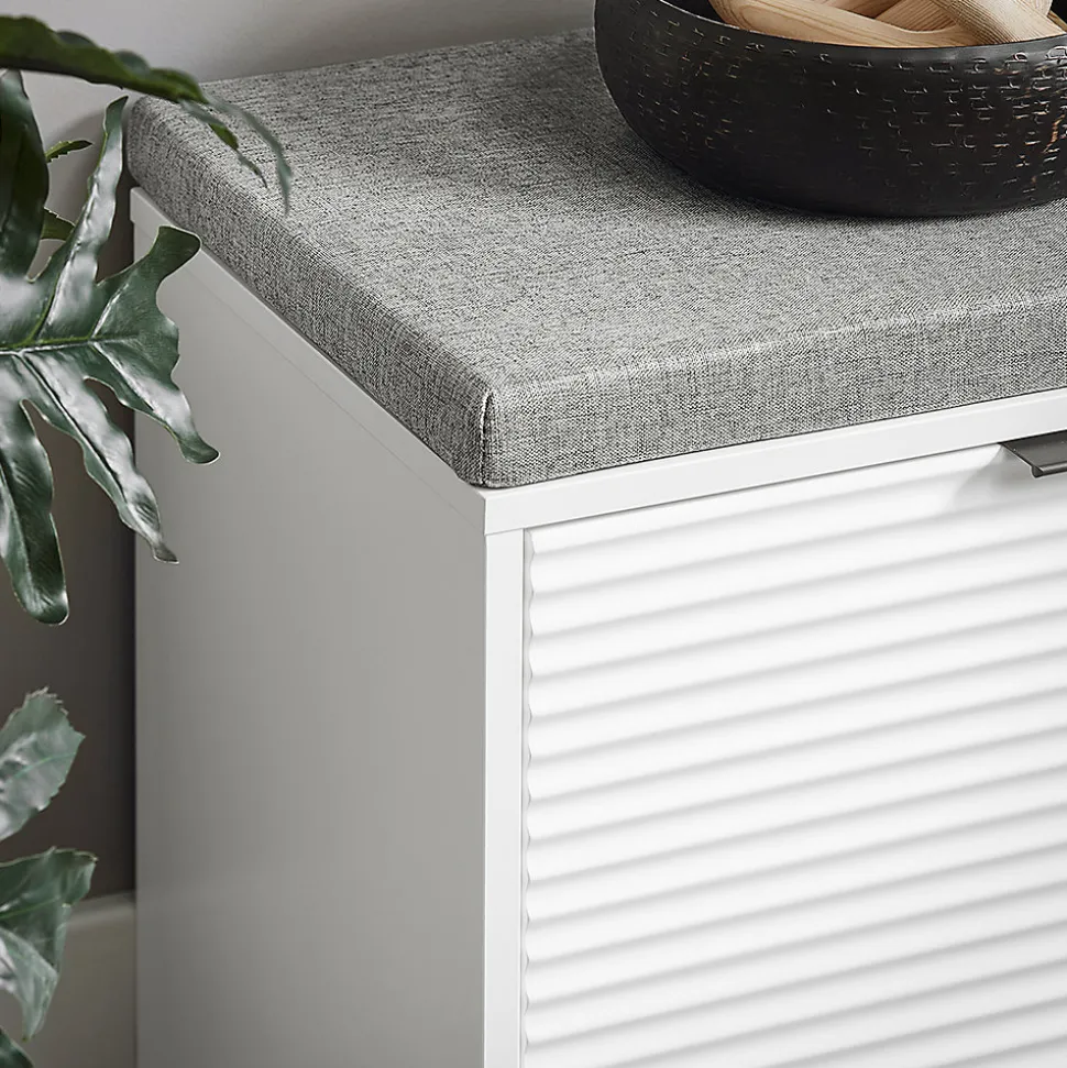 Banc à Chaussures avec 2 Abattants et Coussin Rembourré, FSR147-W, SoBuy