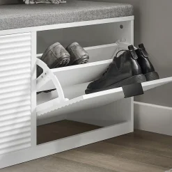 Banc à Chaussures avec 2 Abattants et Coussin Rembourré, FSR147-W, SoBuy