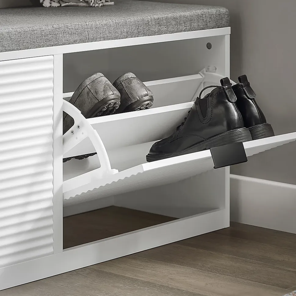 Banc à Chaussures avec 2 Abattants et Coussin Rembourré, FSR147-W, SoBuy