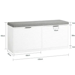 Banc à Chaussures avec 2 Abattants et Coussin Rembourré, FSR147-W, SoBuy