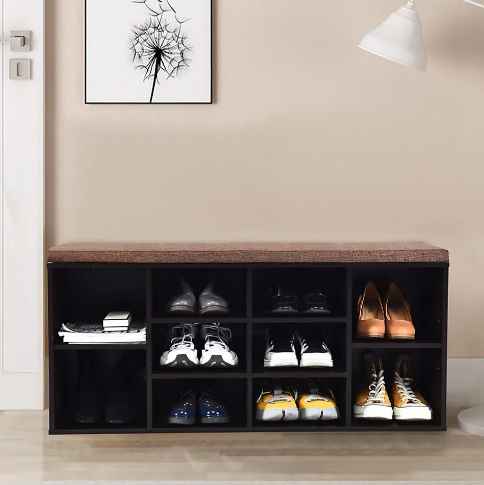 Banc à Chaussures Banc de Rangement Meuble Chaussures d'Entrée avec étagères Réglables et Coussin Amovible Charge Max 100 KG