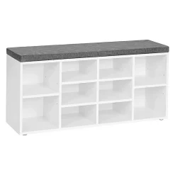 Banc à Chaussures Blanc avec Coussin d'Assise - L104 cm