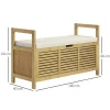 Banc à chaussures coffre de rangement 2 en 1 avec coussin bambou