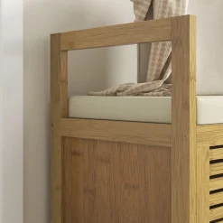 Banc à chaussures coffre de rangement 2 en 1 avec coussin bambou