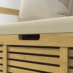 Banc à chaussures coffre de rangement 2 en 1 avec coussin bambou