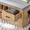 Banc à Chaussures coussin rembourré 2 compartiments 1 porte et 2 tiroirs, FSR148-N, SoBuy