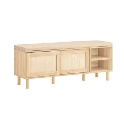 Banc à Chaussures Coussin Rembourré, Etagères et 2 Portes Coulissantes, FSR163-N, SoBuy