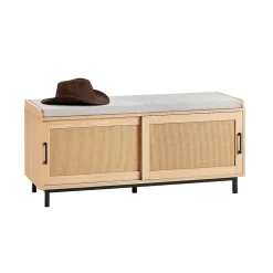 Banc à Chaussures Coussin 2 Portes Coulissante Façades Rotin Tissé, FSR154-N, SoBuy